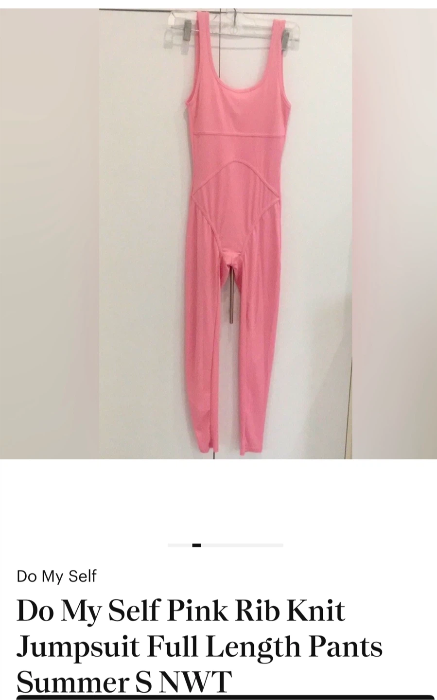 Do My Self Pink Rib Knit Jumpsuit Size S