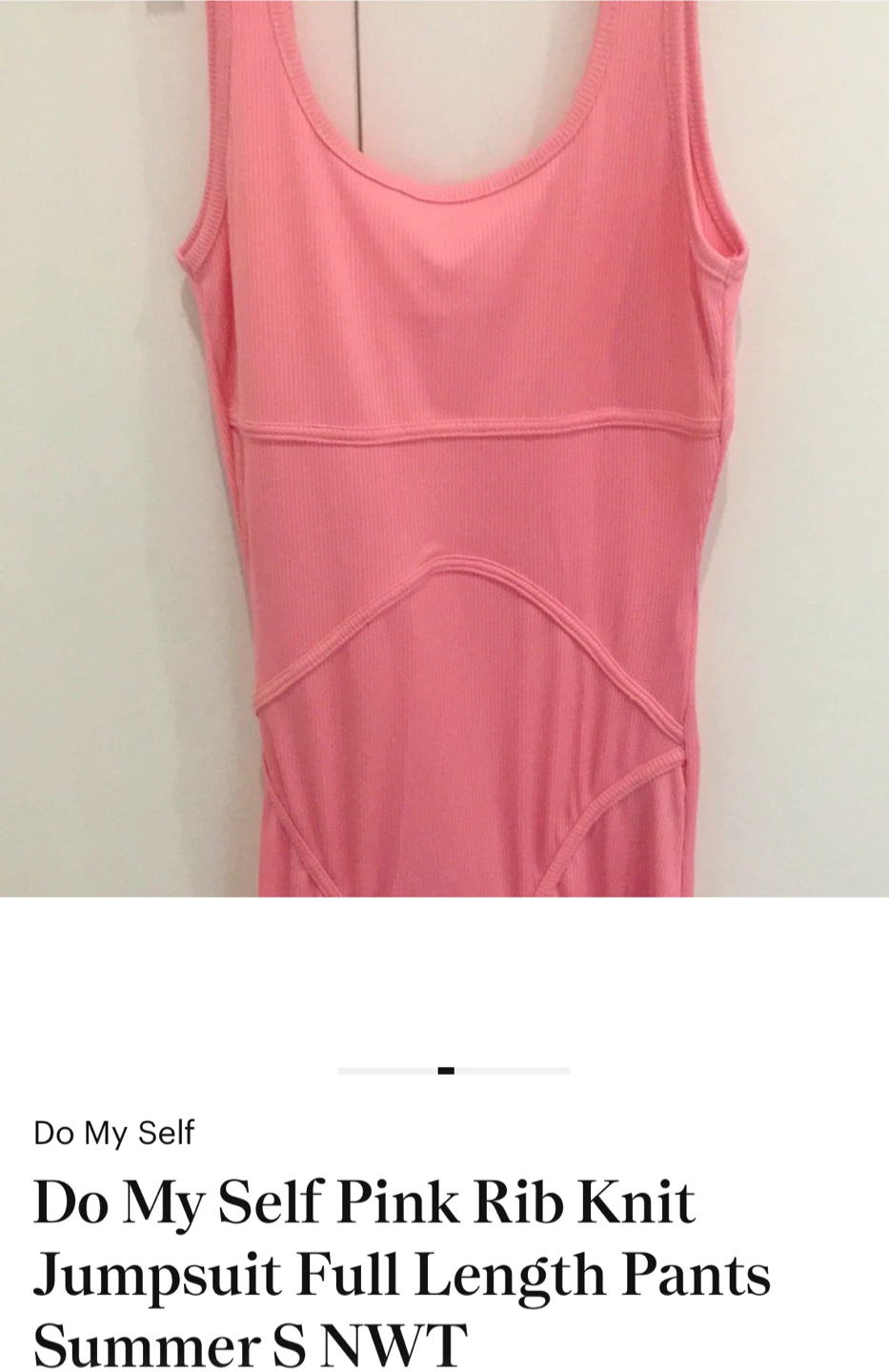 Do My Self Pink Rib Knit Jumpsuit Size S - photo 2