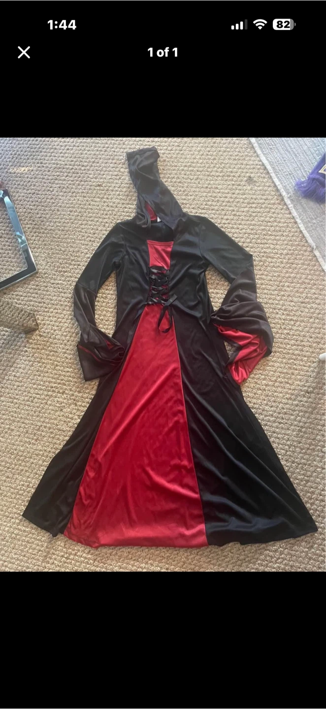 Hooded Black and Red Costume Dress