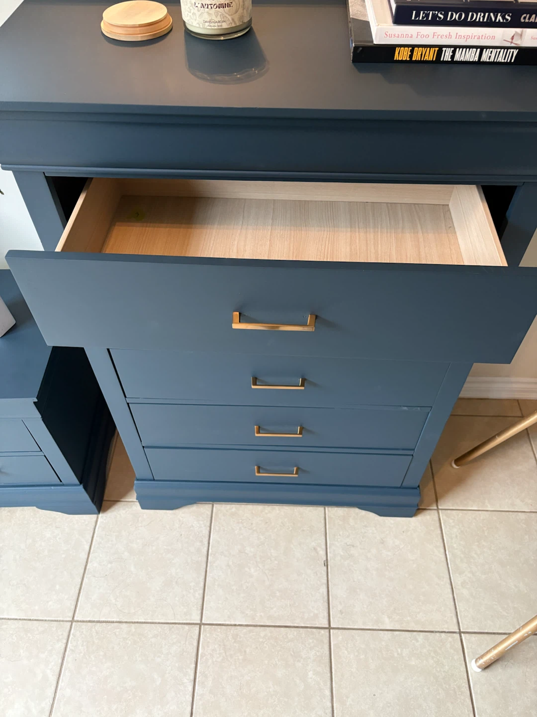 Beautiful Navy Blue Bedroom Set - 5-Drawer Chest & Nightstand - photo 5