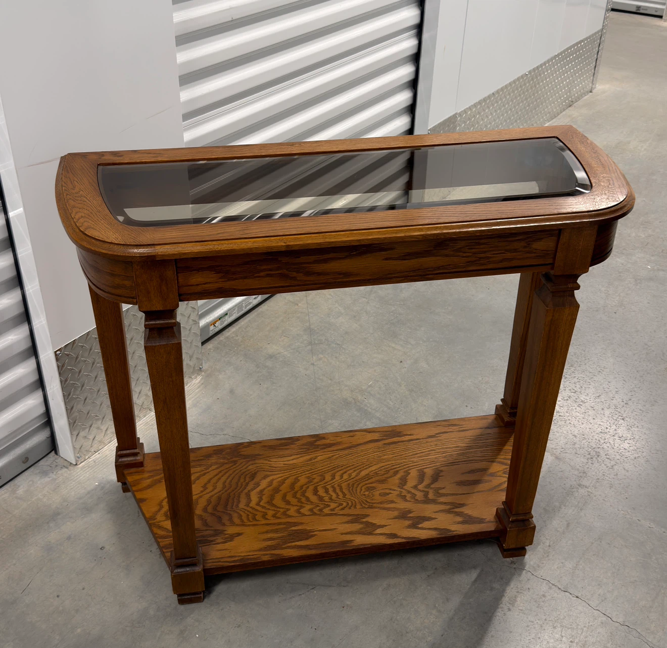 Wood Console Table w/ Glass Top & Bottom Shelf - photo 2