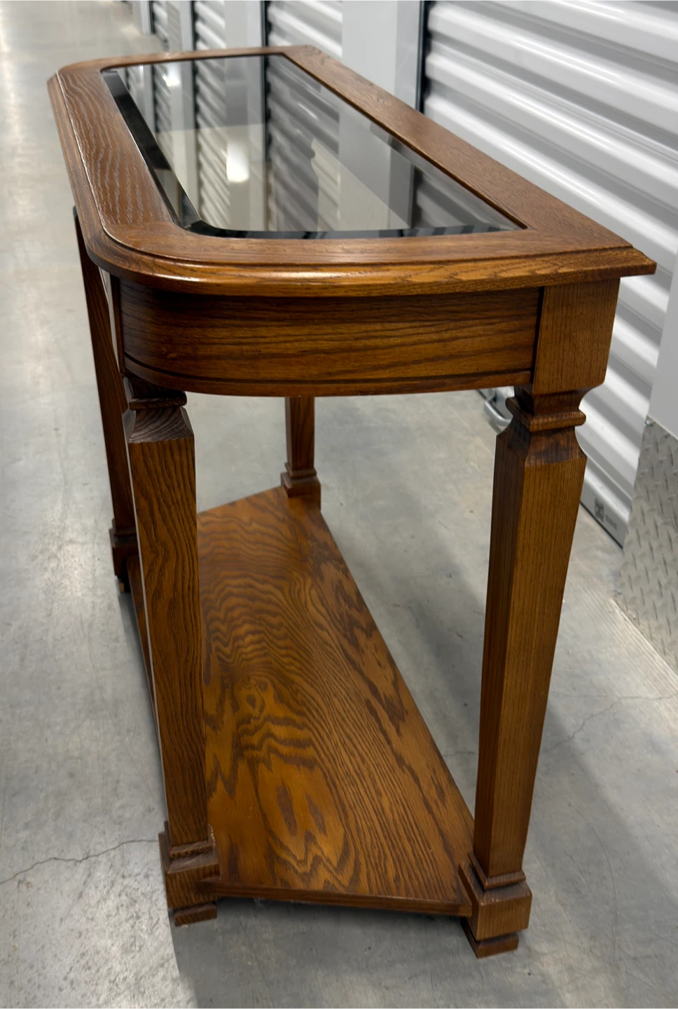 Wood Console Table w/ Glass Top & Bottom Shelf - photo 3