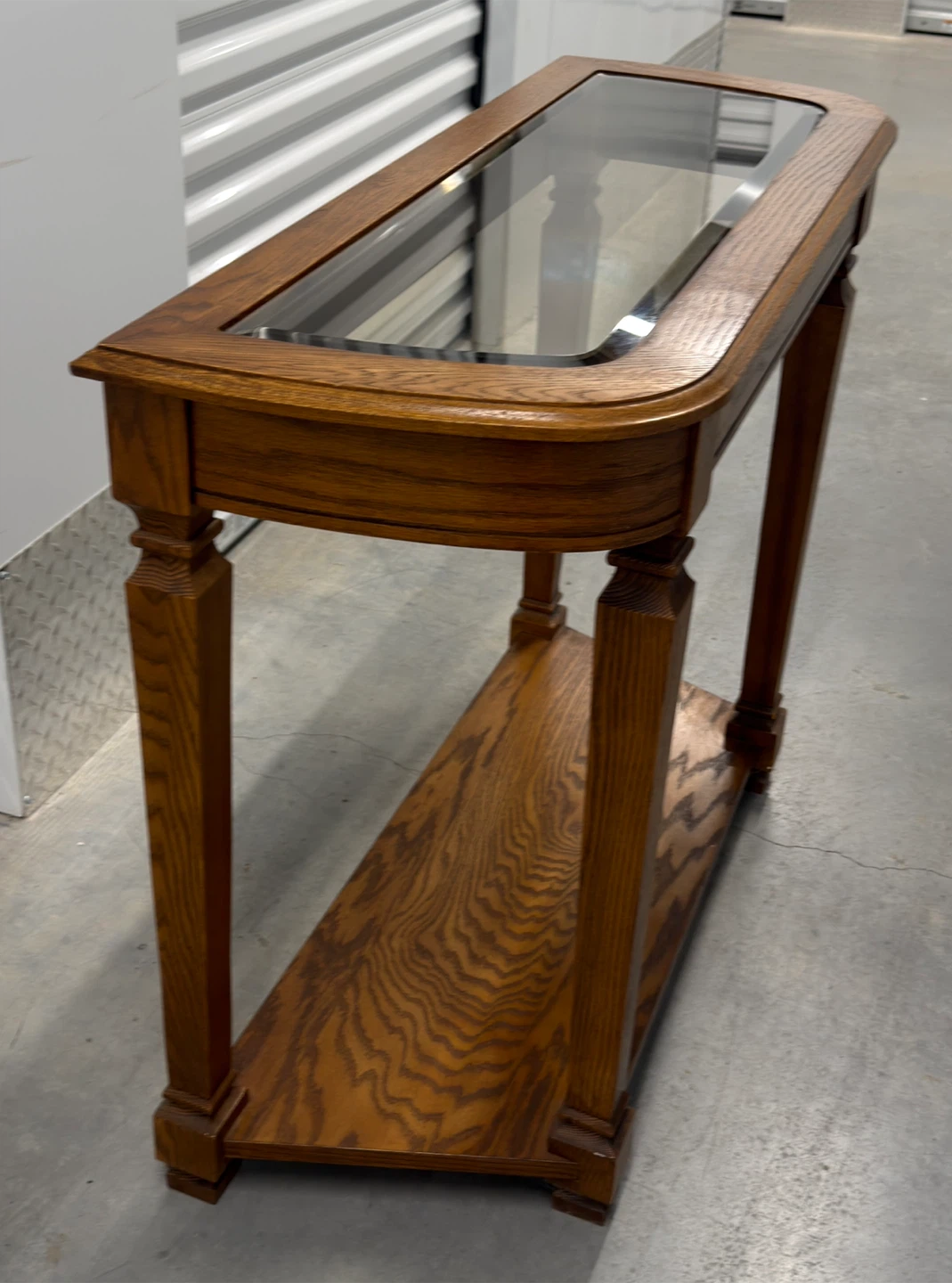 Wood Console Table w/ Glass Top & Bottom Shelf - photo 4