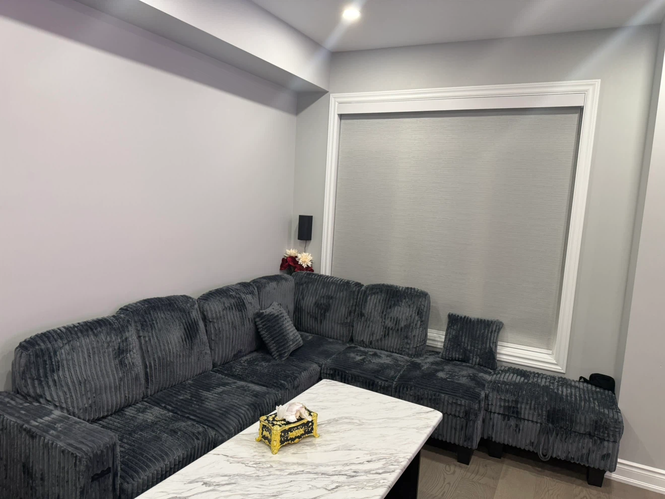 Dark Grey Corduroy Sectional Sofa