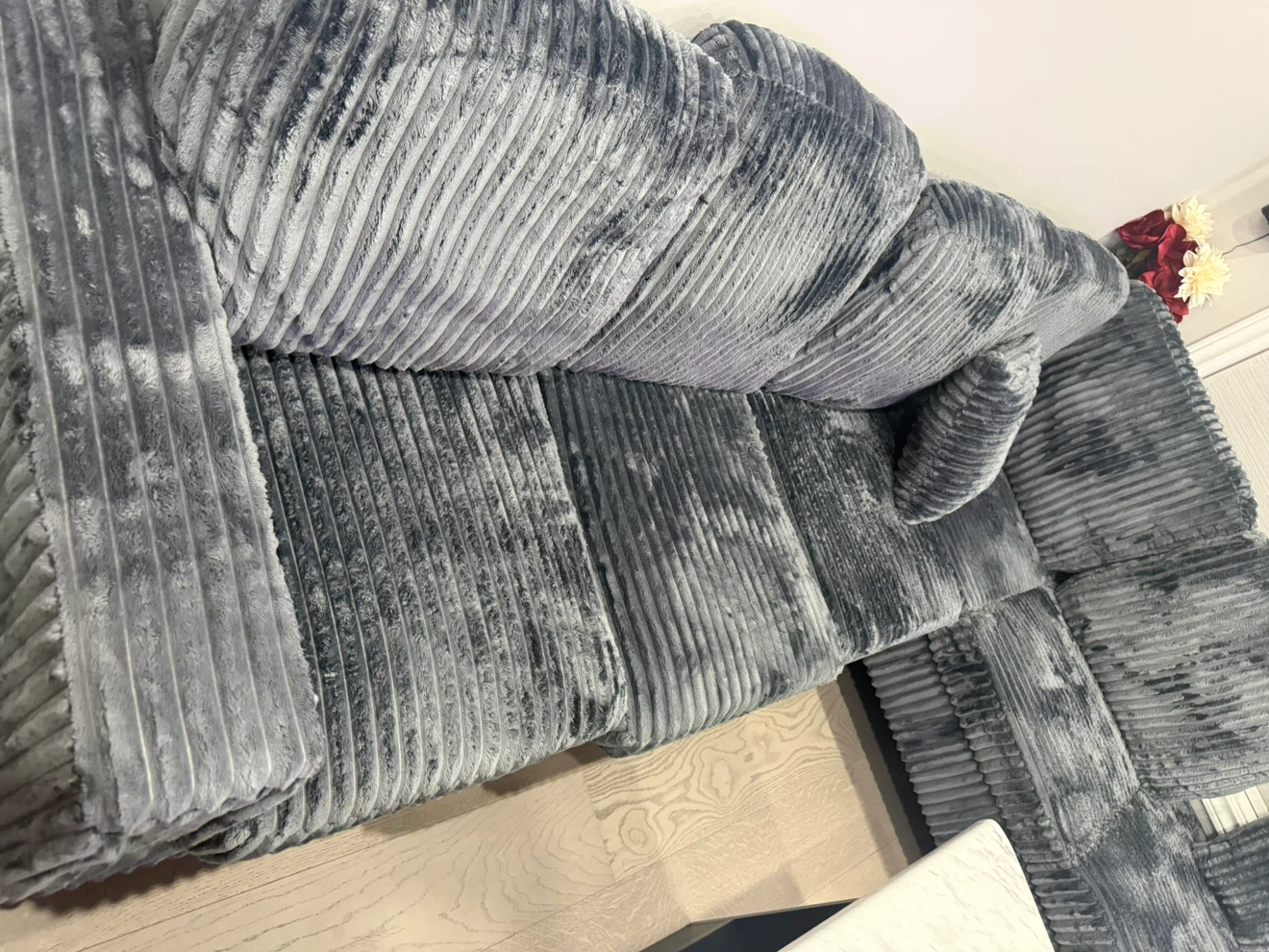 Dark Grey Corduroy Sectional Sofa - photo 2