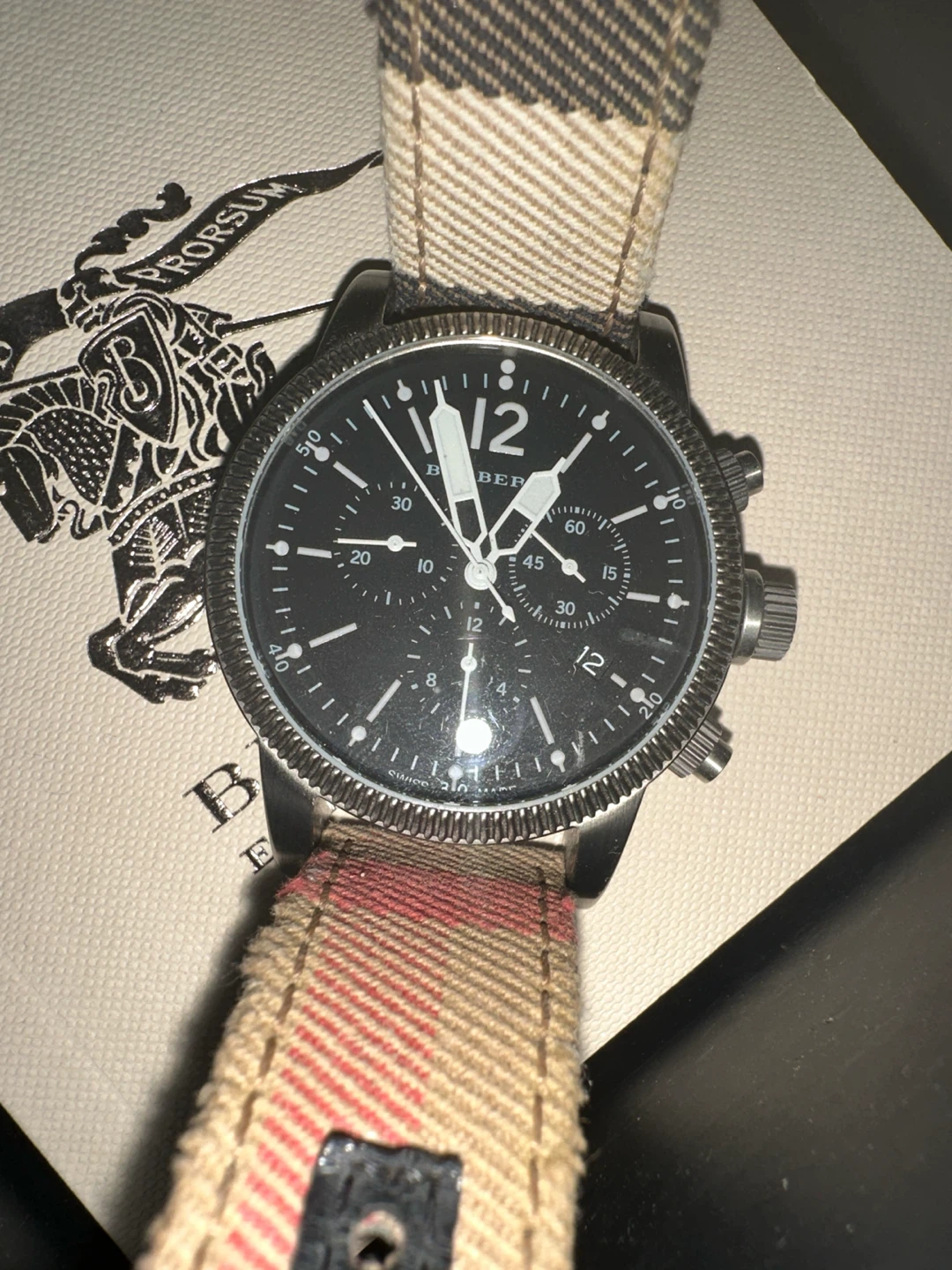 Burberry Chronograph Watch with Signature Plaid Strap