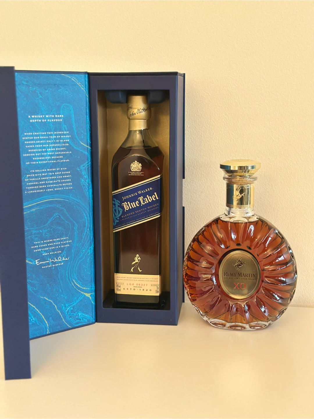 Johnnie Walker Blue Label and Remy Martin XO