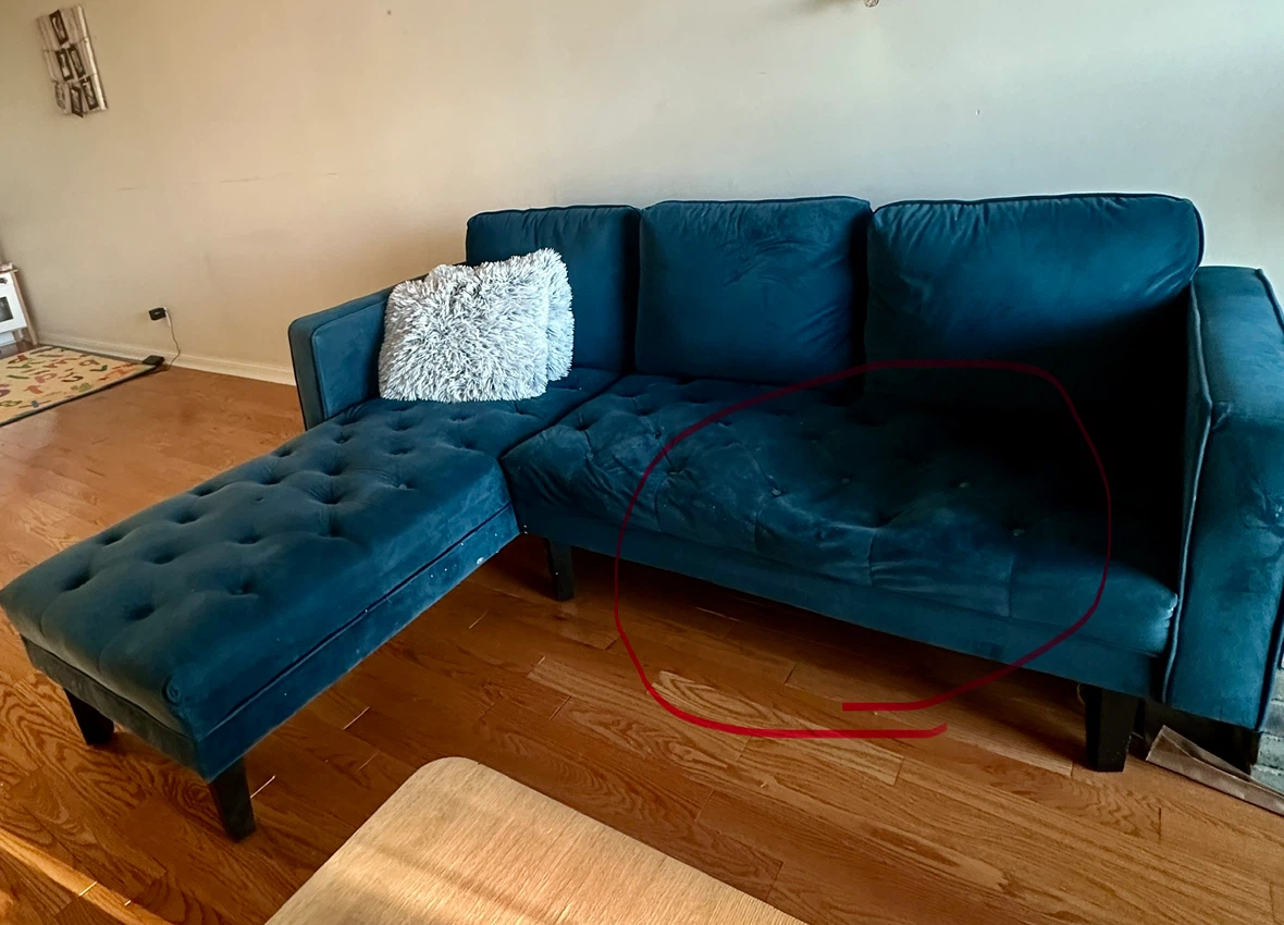 Teal Velvet Tufted Chaise Sectional Sofa - photo 2