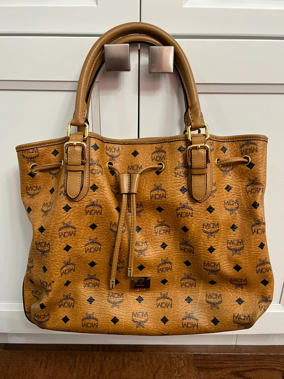 MCM Visetos Drawstring Tote Bag
