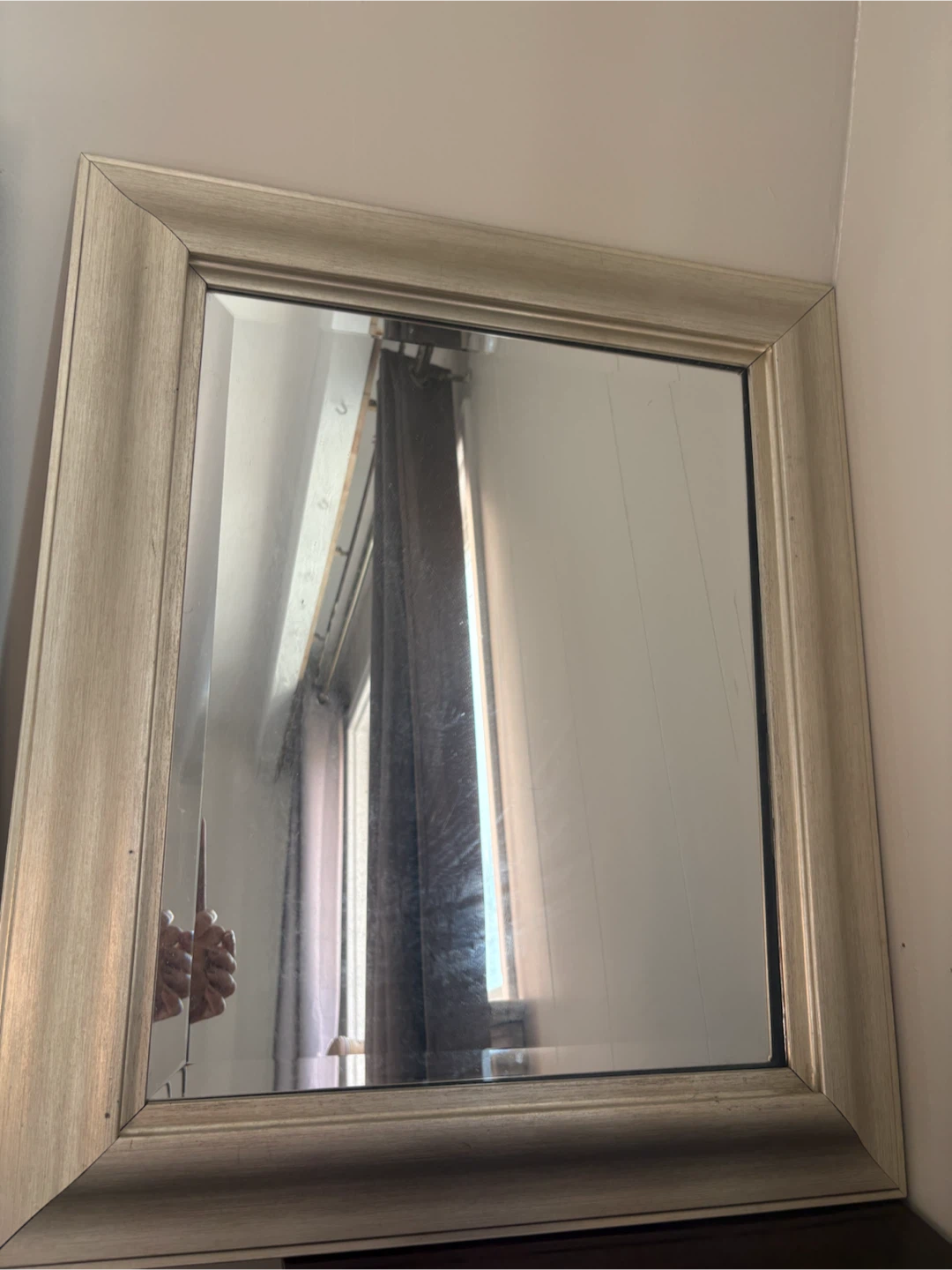 Wall Mirror with Wood-Finish Frame