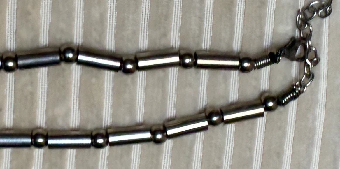 Choker Gunmetal Silver-Tone  Necklace Sleek Industrial