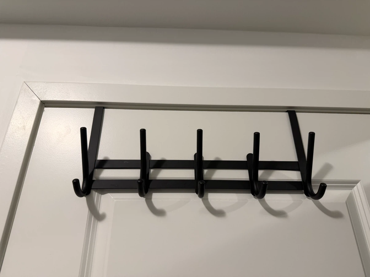 Over-the-Door Black Metal Hook Rack