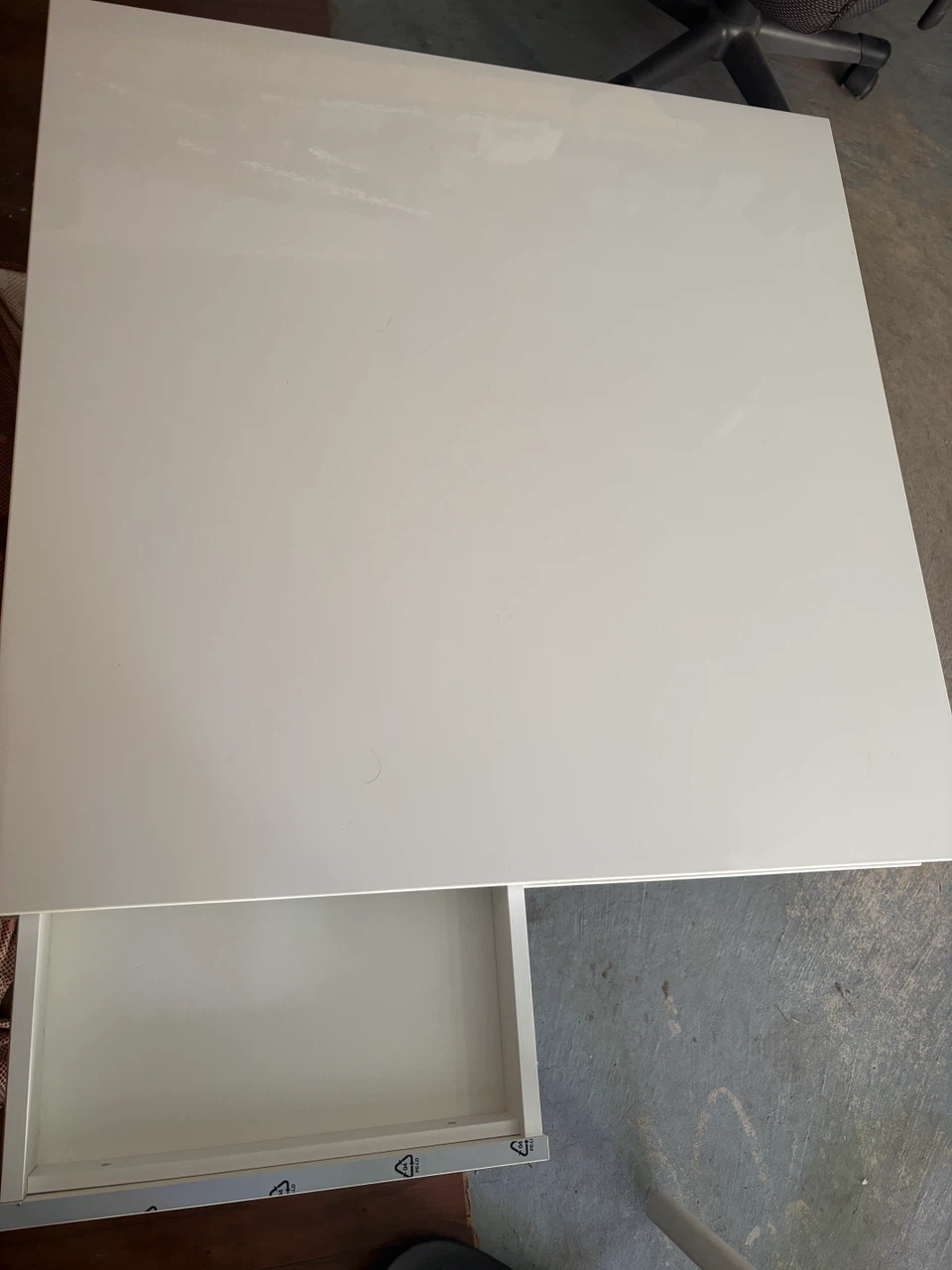 White Minimalist Side Table with Drawer