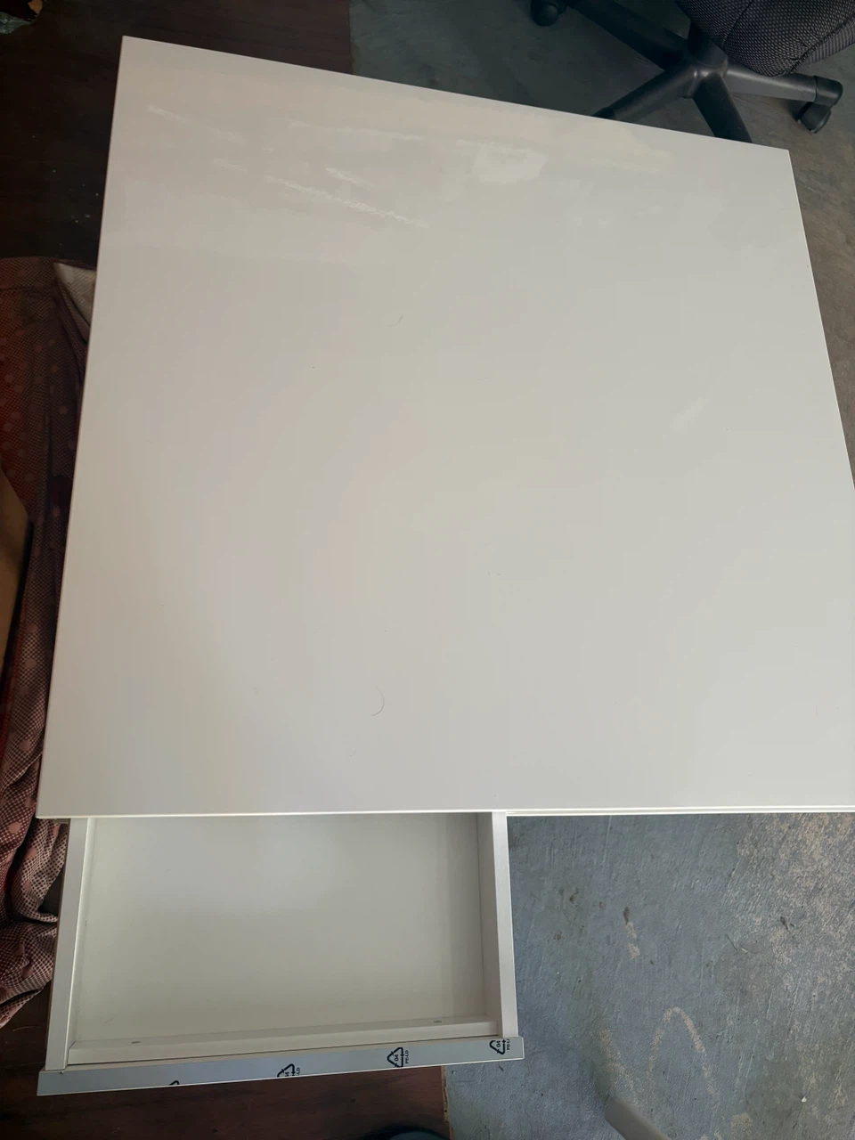 White Minimalist Side Table with Drawer - photo 2