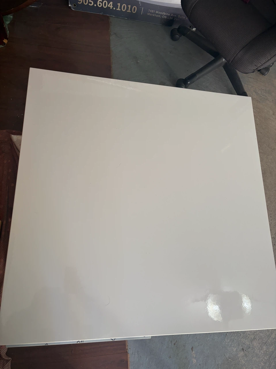 White Minimalist Side Table with Drawer - photo 4