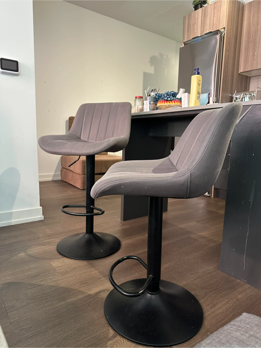 Set of Two Gray Upholstered Bar Stools - photo 3