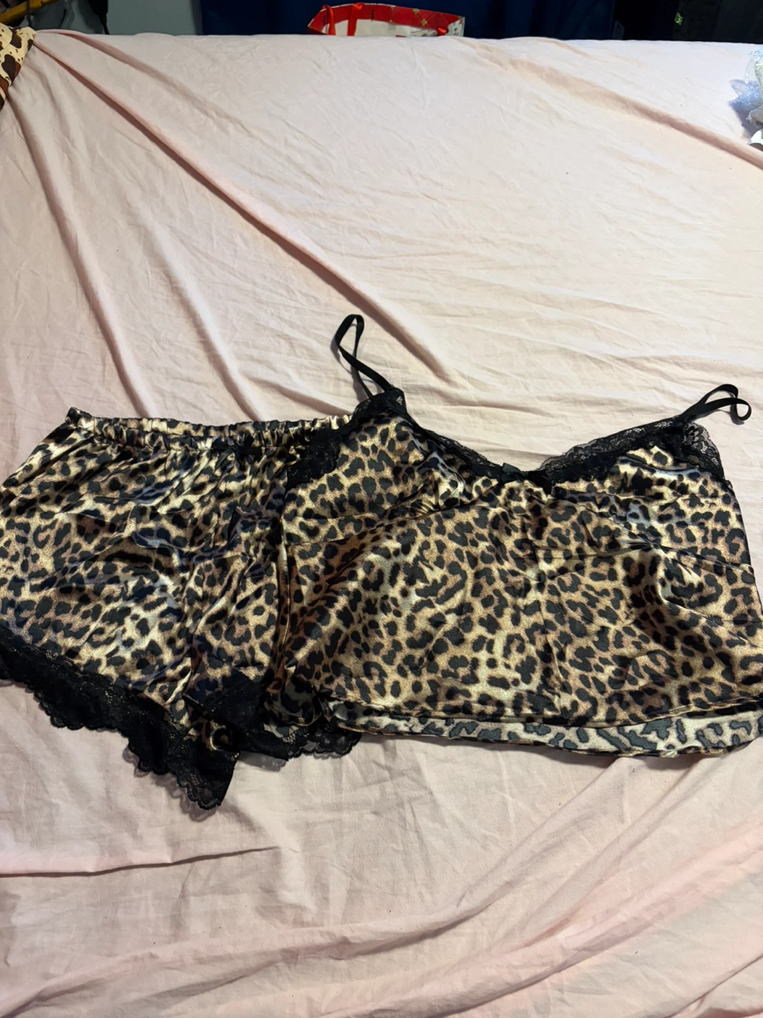 Leopard Print Satin Pajama Set