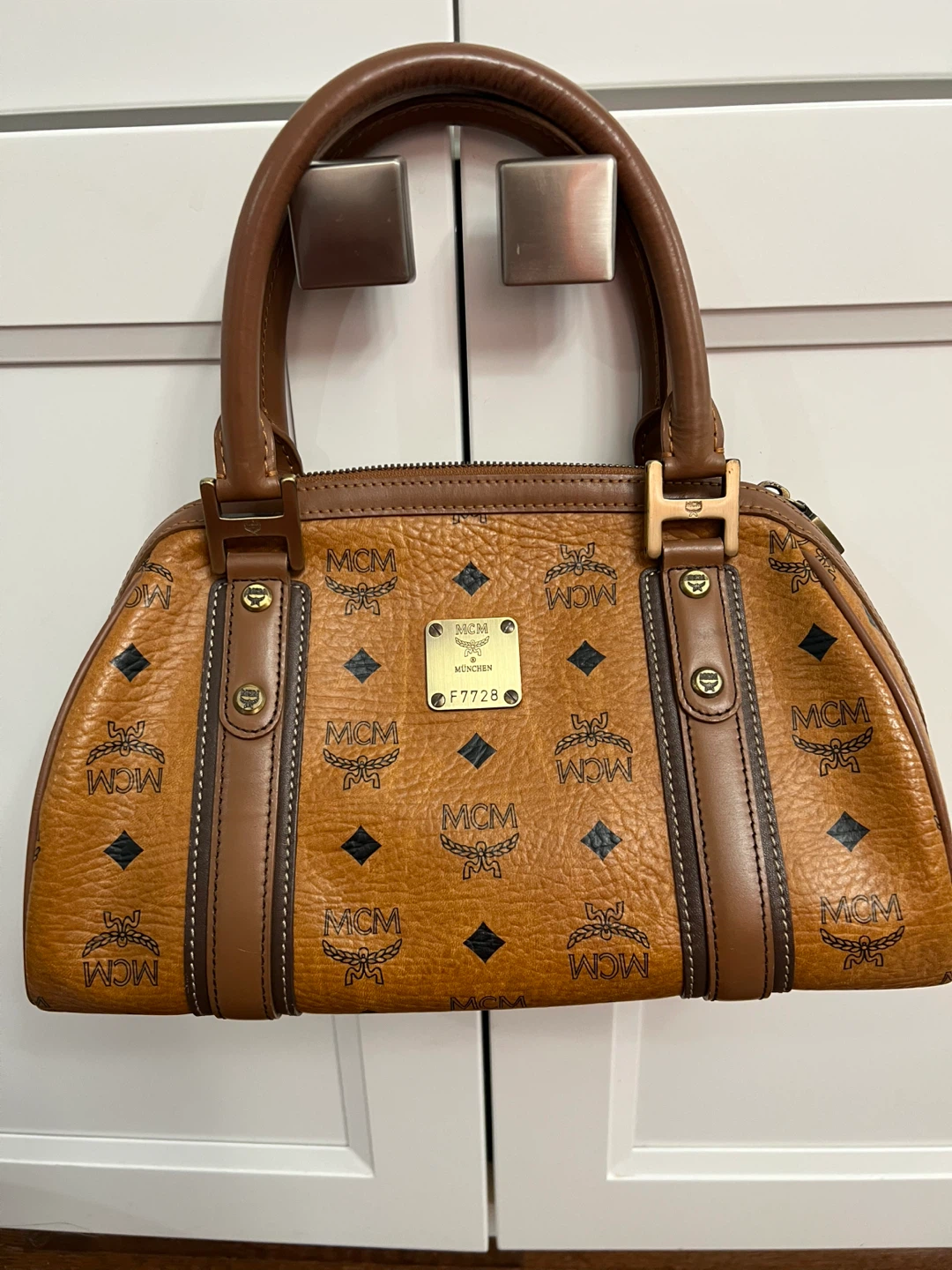 MCM Visetos Brown Handbag