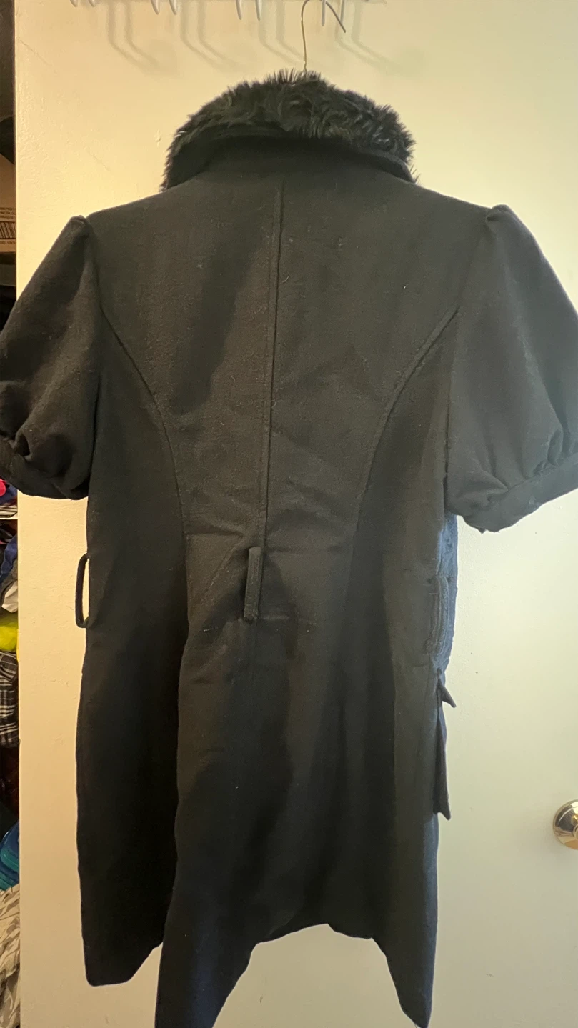 Vintage Goth Black Asymmetrical Zip Dress Coat - photo 2