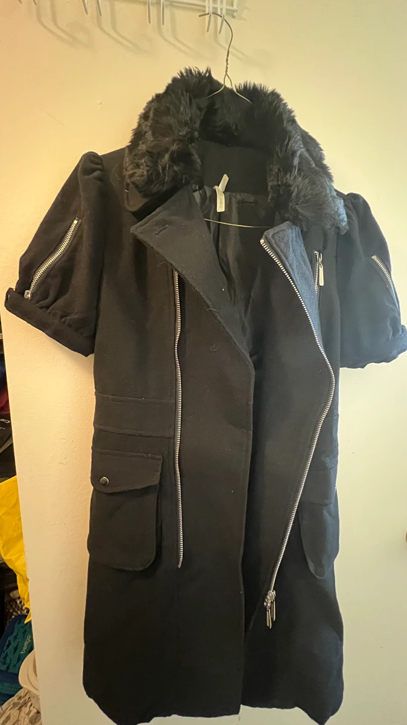 Vintage Goth Black Asymmetrical Zip Dress Coat - photo 5