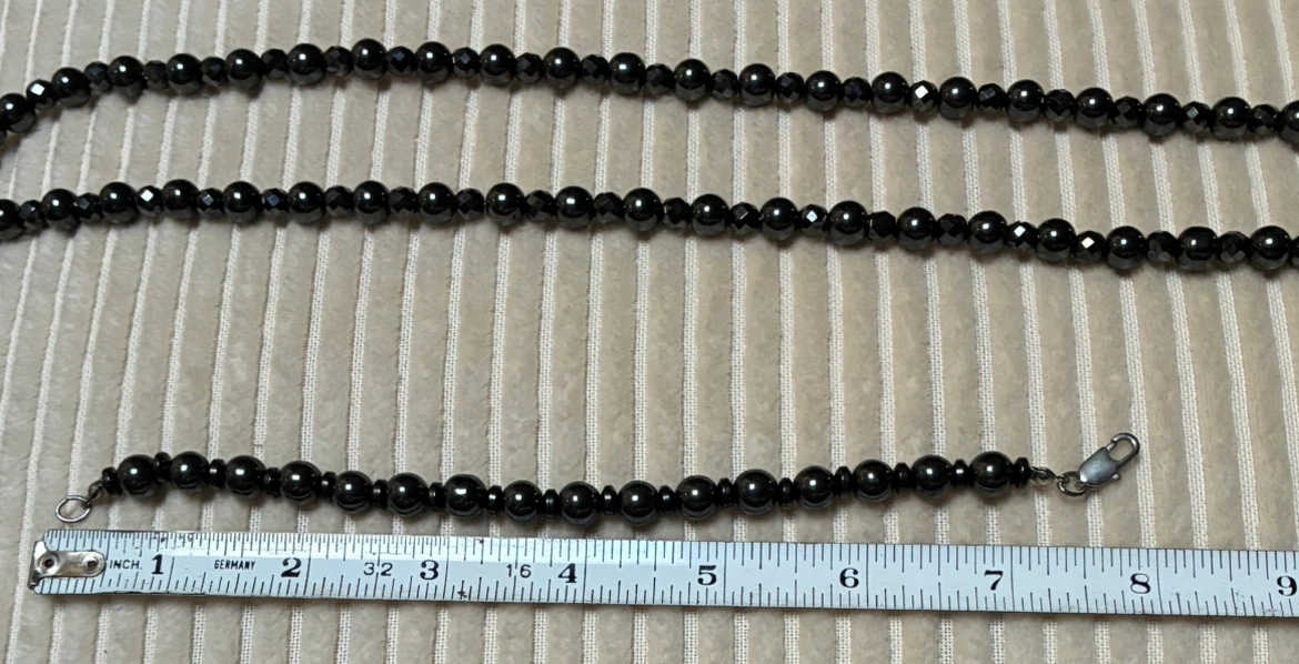 Black Hematite Necklace & Bracelet Magnetic Beads jewellery - photo 5