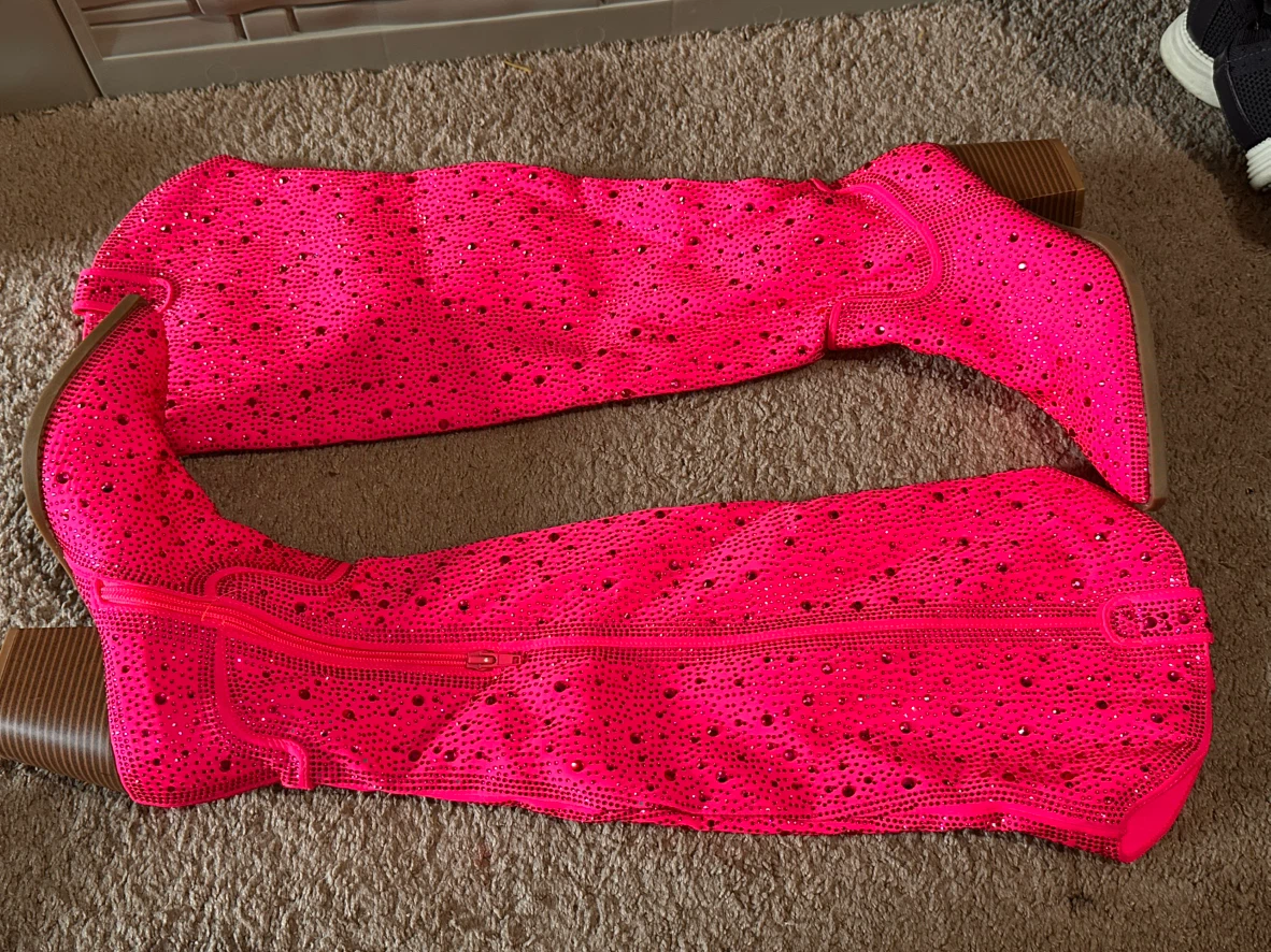 Neon Pink Rhinestone Cowboy Boots