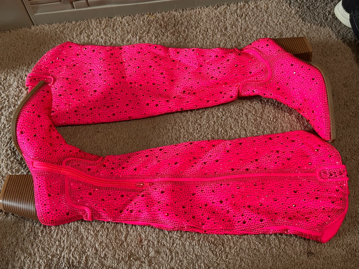 Neon Pink Rhinestone Cowboy Boots - photo 2