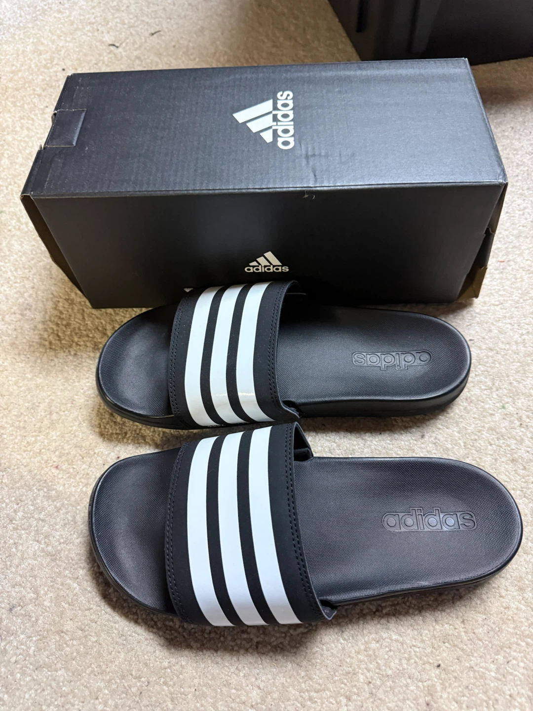 Adidas Adilette Comfort Slides Black/White US 7 Women’s - photo 2