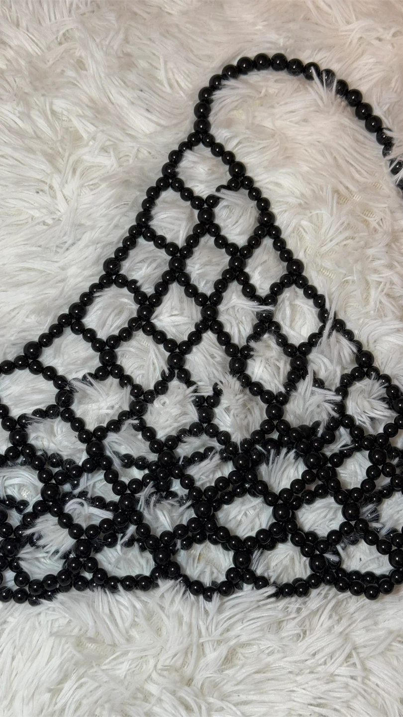 Black Beaded Net Overlay Top - photo 3