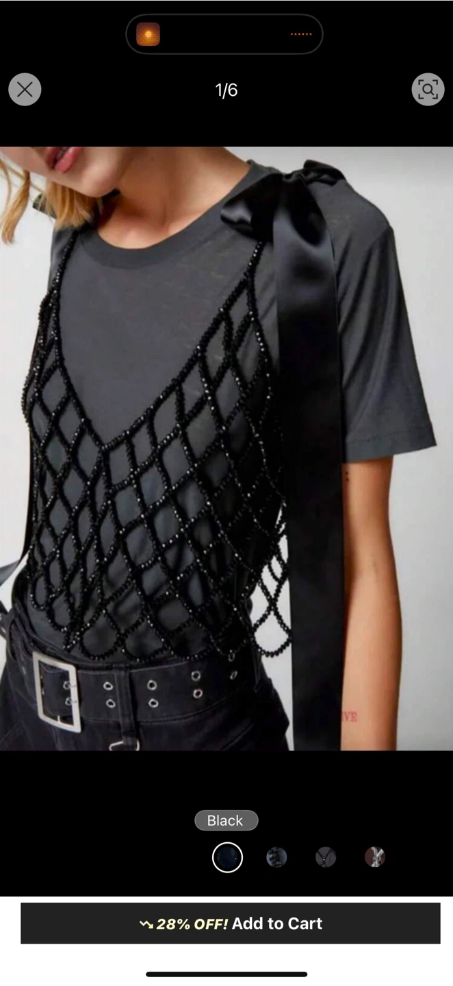 Black Beaded Net Overlay Top - photo 4