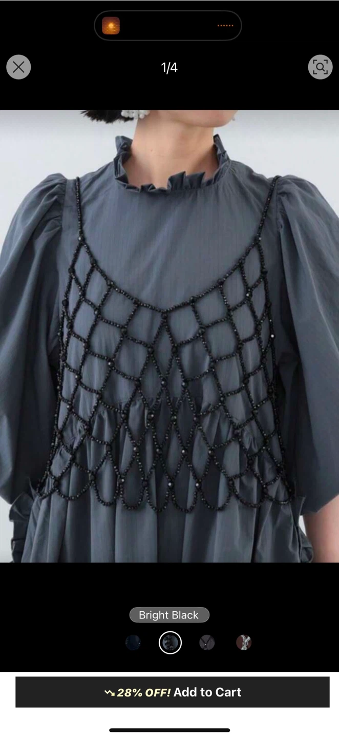 Black Beaded Net Overlay Top - photo 5