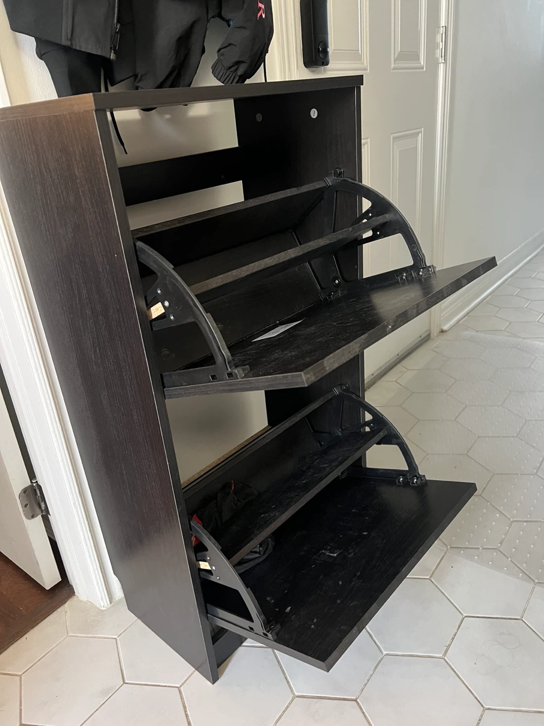 Black Two-Tier Shoe Cabinet