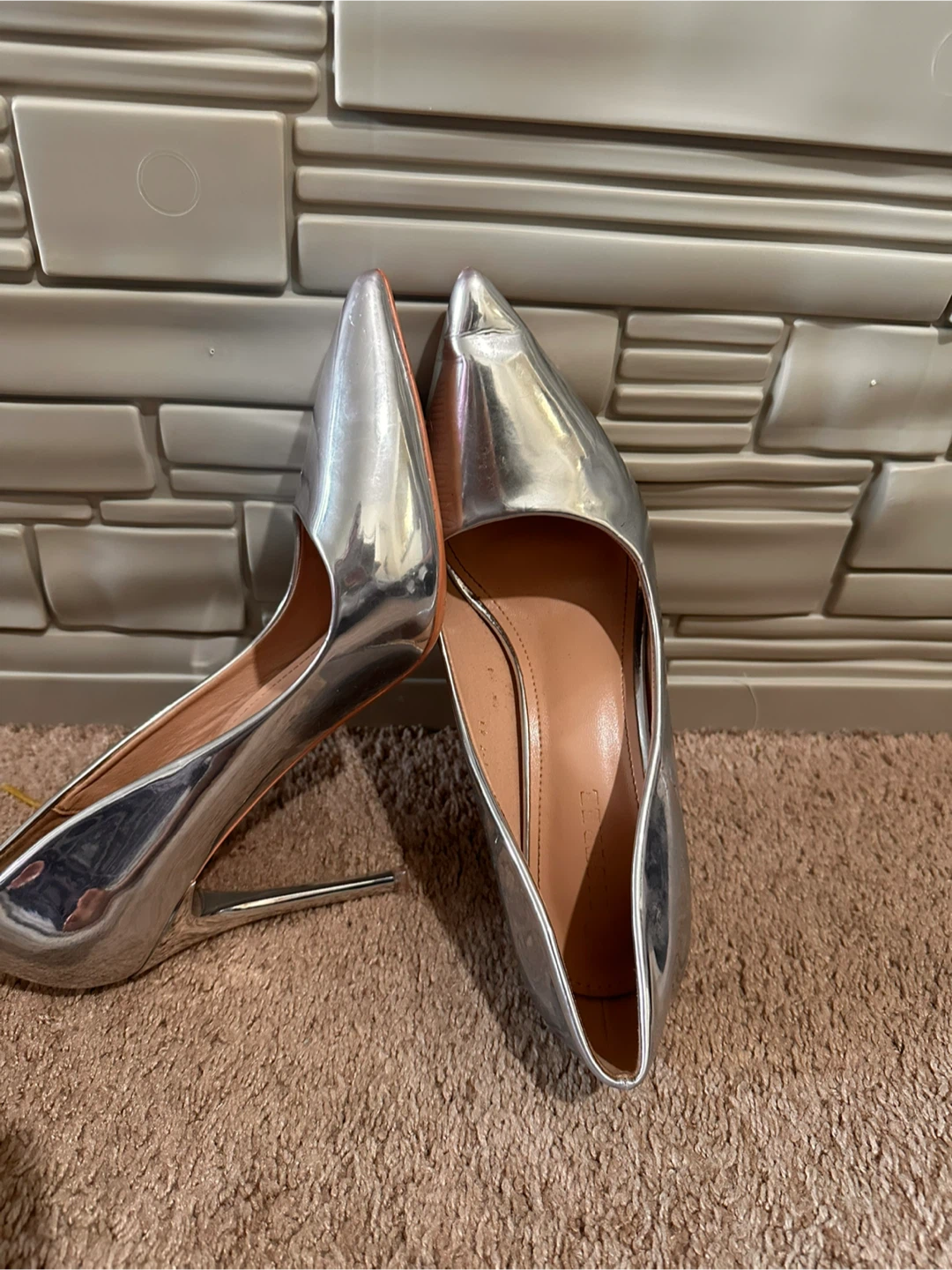 Silver Pointed Toe Stiletto Pumps