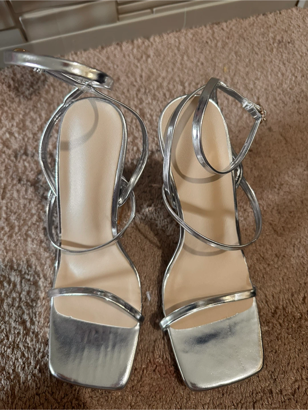 Silver Strappy Block Heel Sandals - photo 2