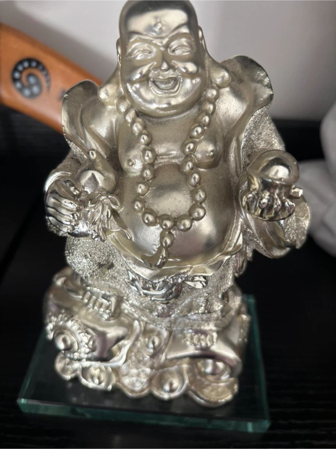 Silver-Coloured Laughing Buddha Statue - photo 2