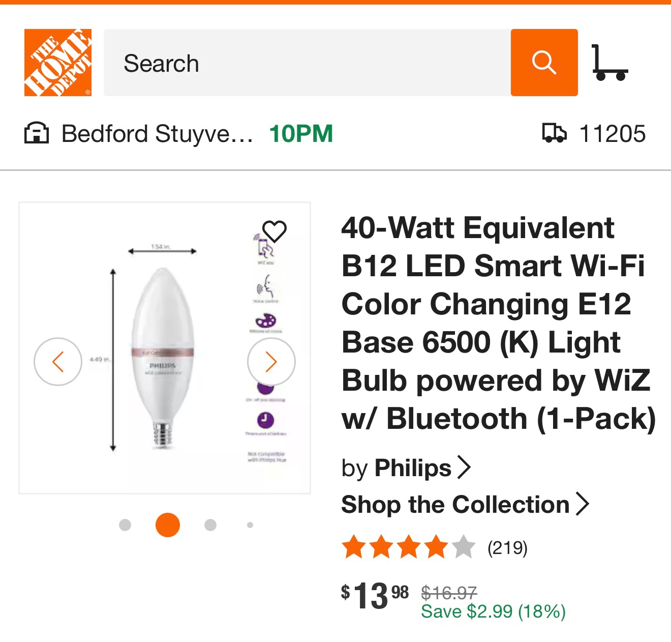 Philips WiZ Smart LED Color Changing Light Bulb