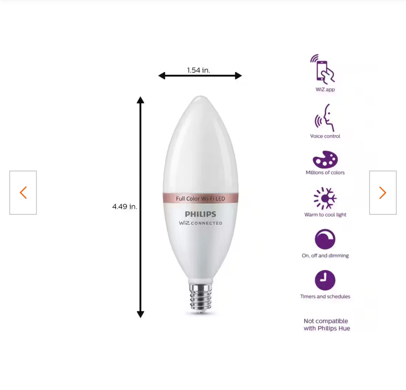 Philips WiZ Smart LED Color Changing Light Bulb - photo 2