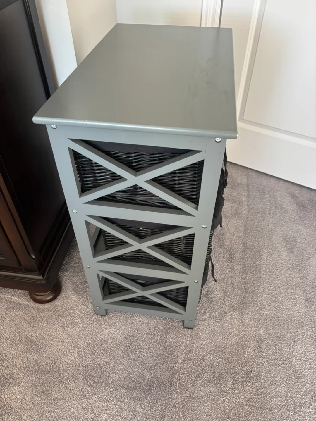 Grey Storage Unit with 6 Wicker Baskets - photo 2