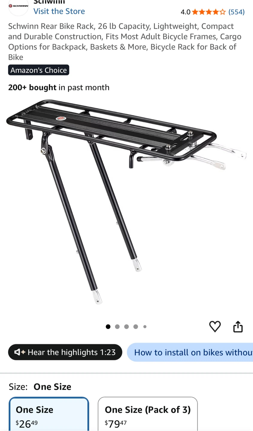 Schwinn Rear Bike Rack