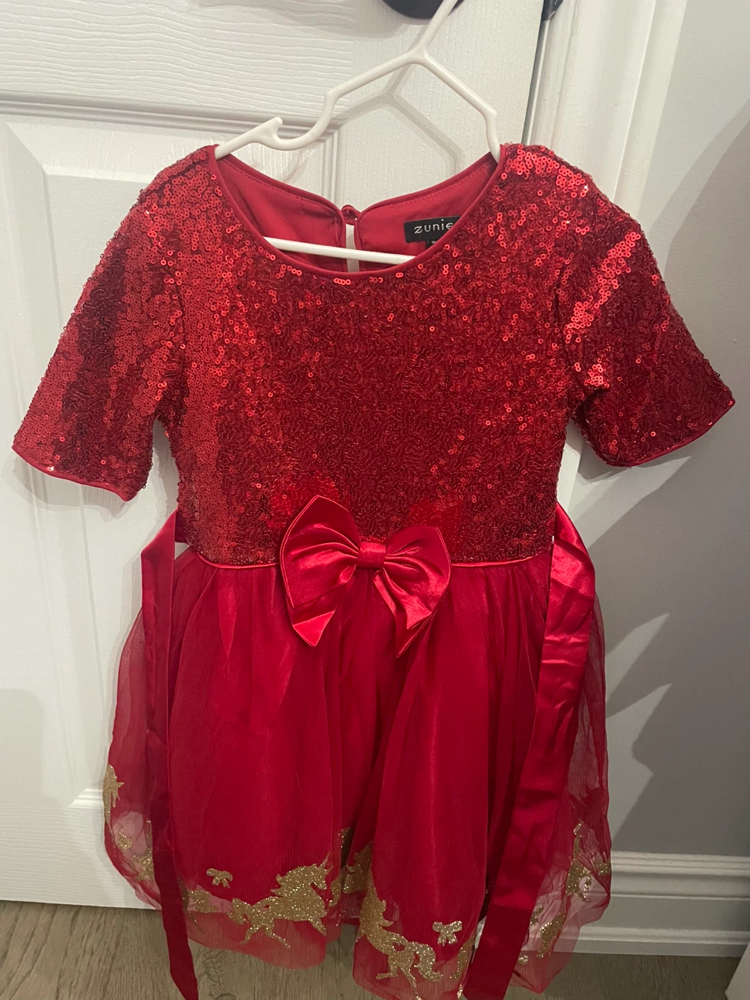 Girls Red Sequin Holiday Dress