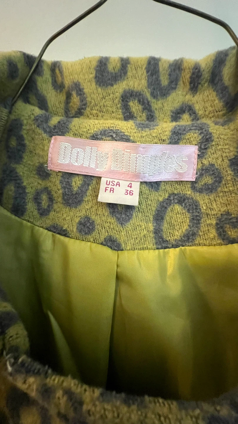 Dolly Dimples Leopard Print Moto Trench Coat Jacket Wool Blend - photo 5