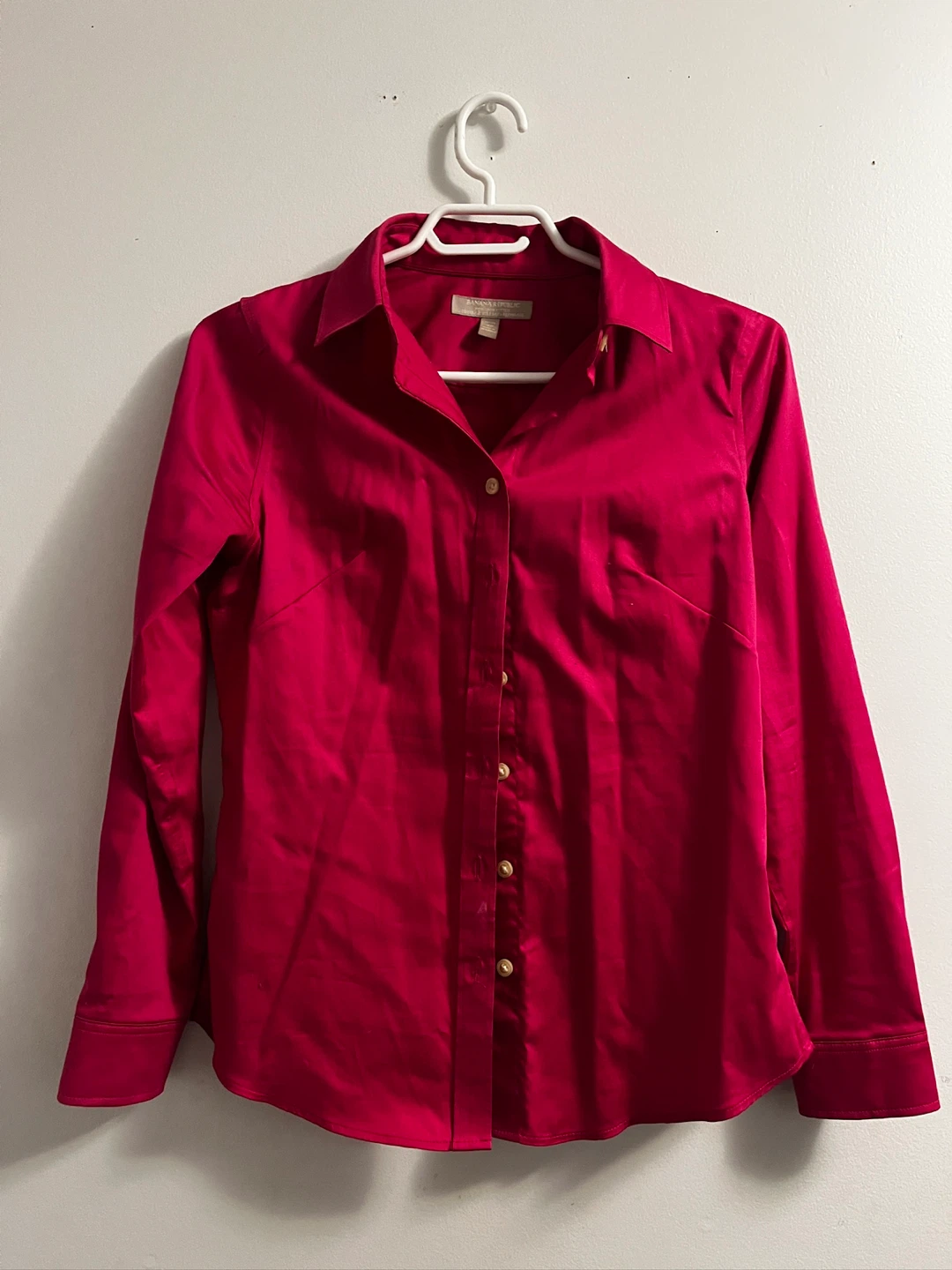 Banana Republic Non-Iron Fitted Shirt - Pink, Size 4P