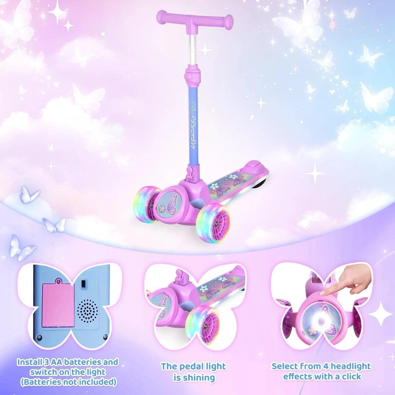 Nattork Kids 3-Wheel Light-Up Scooter