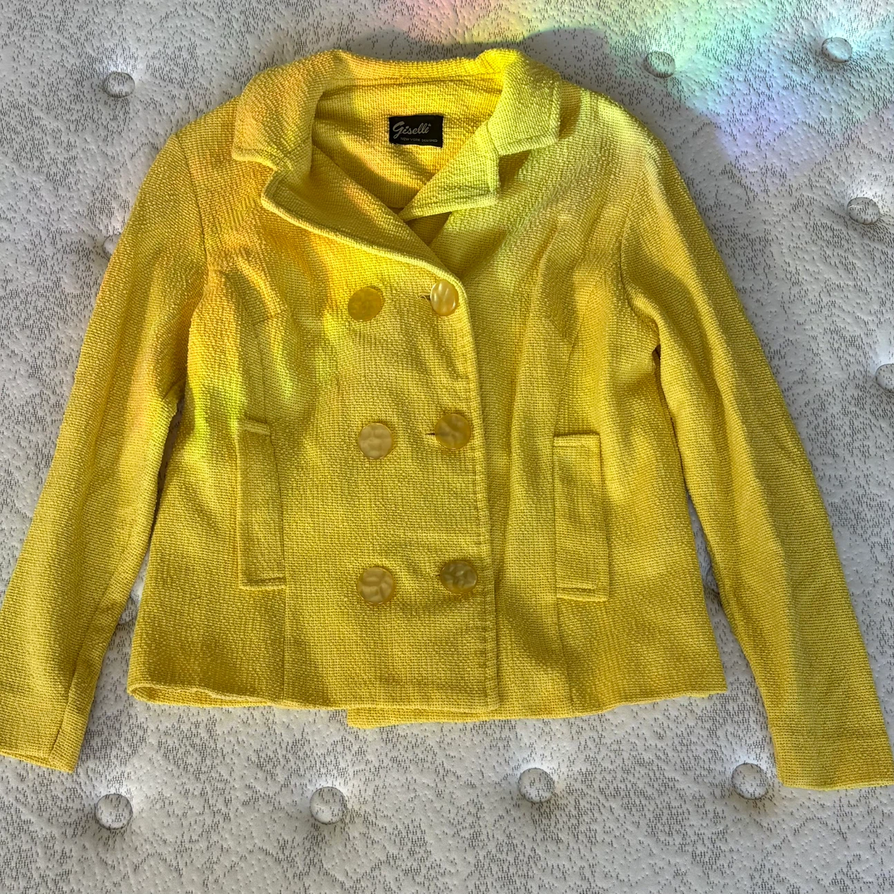 Giselle New York Designed Vintage Yellow Textured Blazer