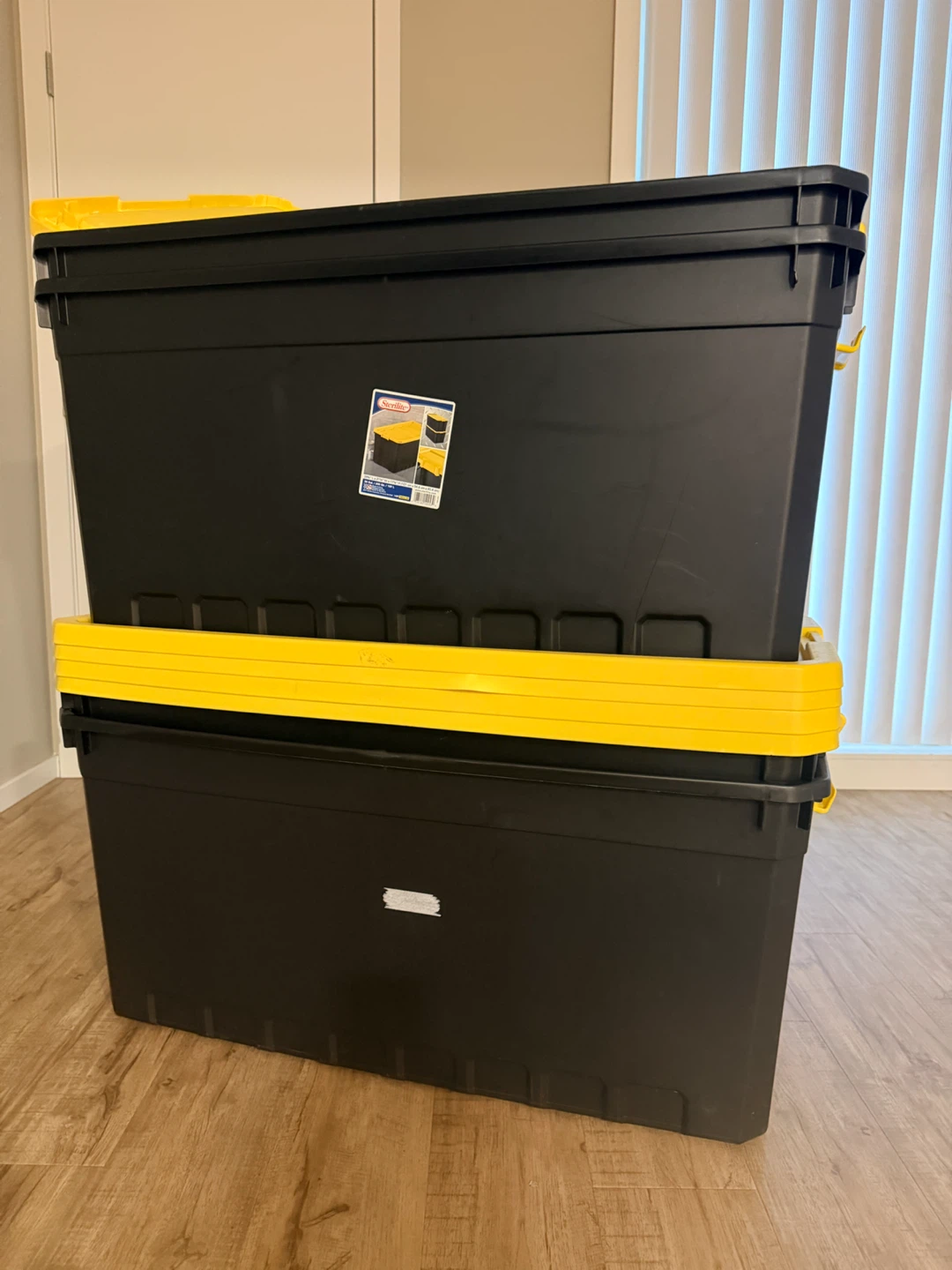 Four  Sterilite 189L Storage Totes