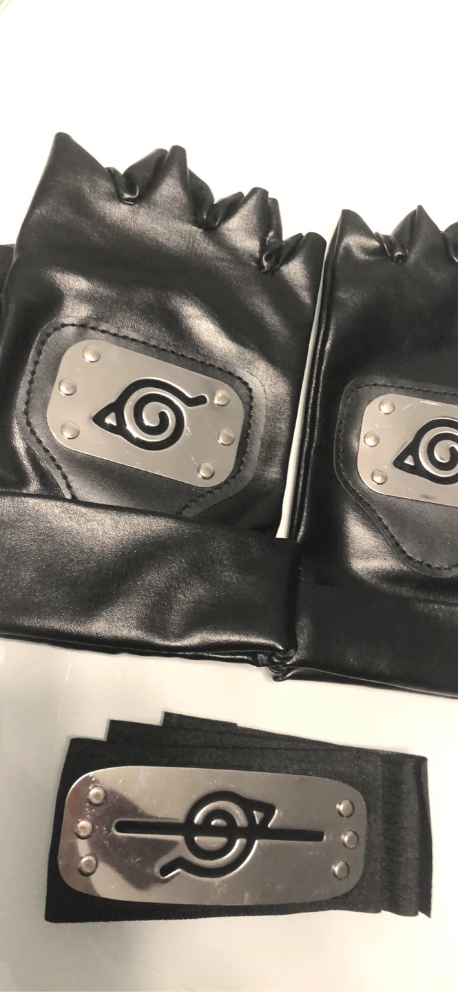 Adult Naruto Anime Cosplay Gloves and Headband Set - photo 2