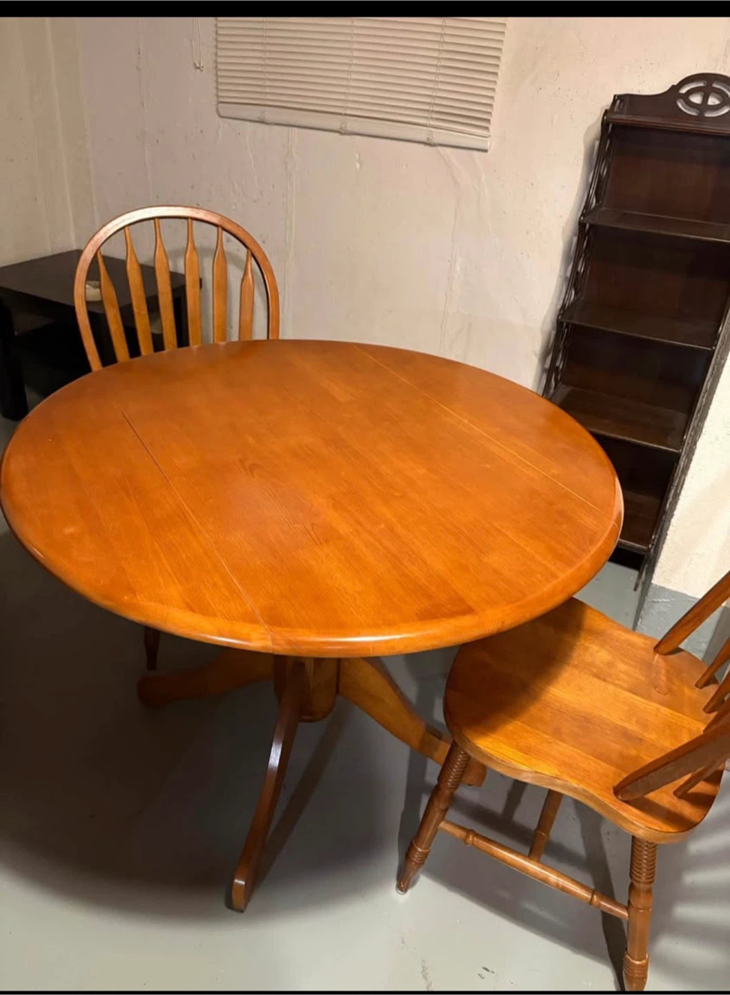 Solid Wood Round Dining Table with Two Chairs