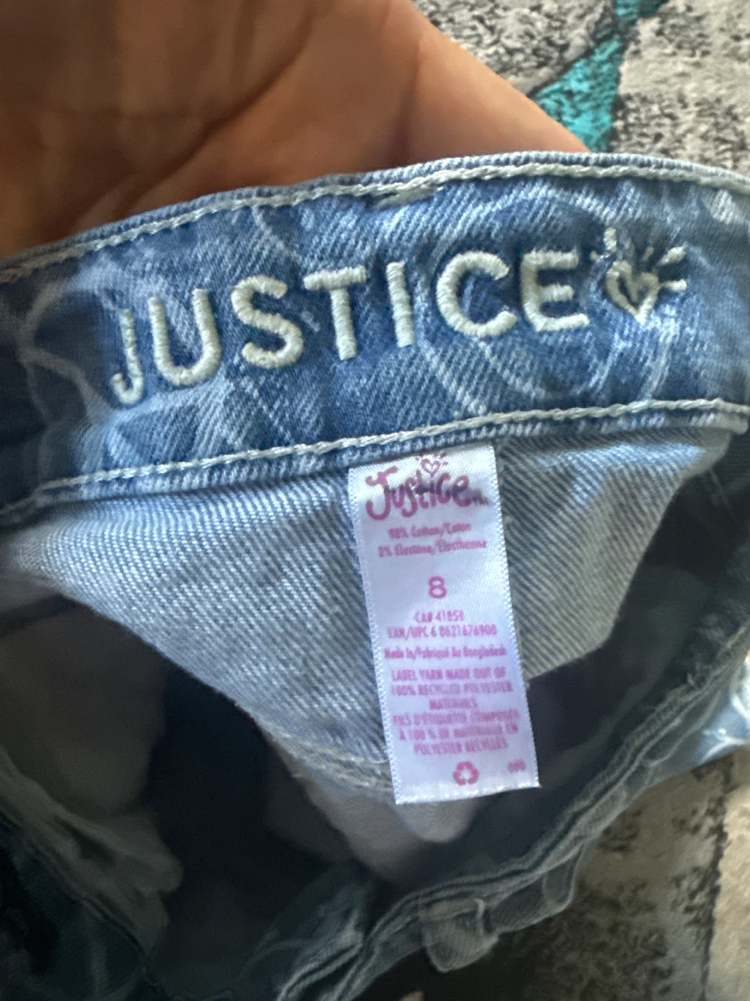 Justice Smiley Face Jean Shorts Size 8 - photo 3