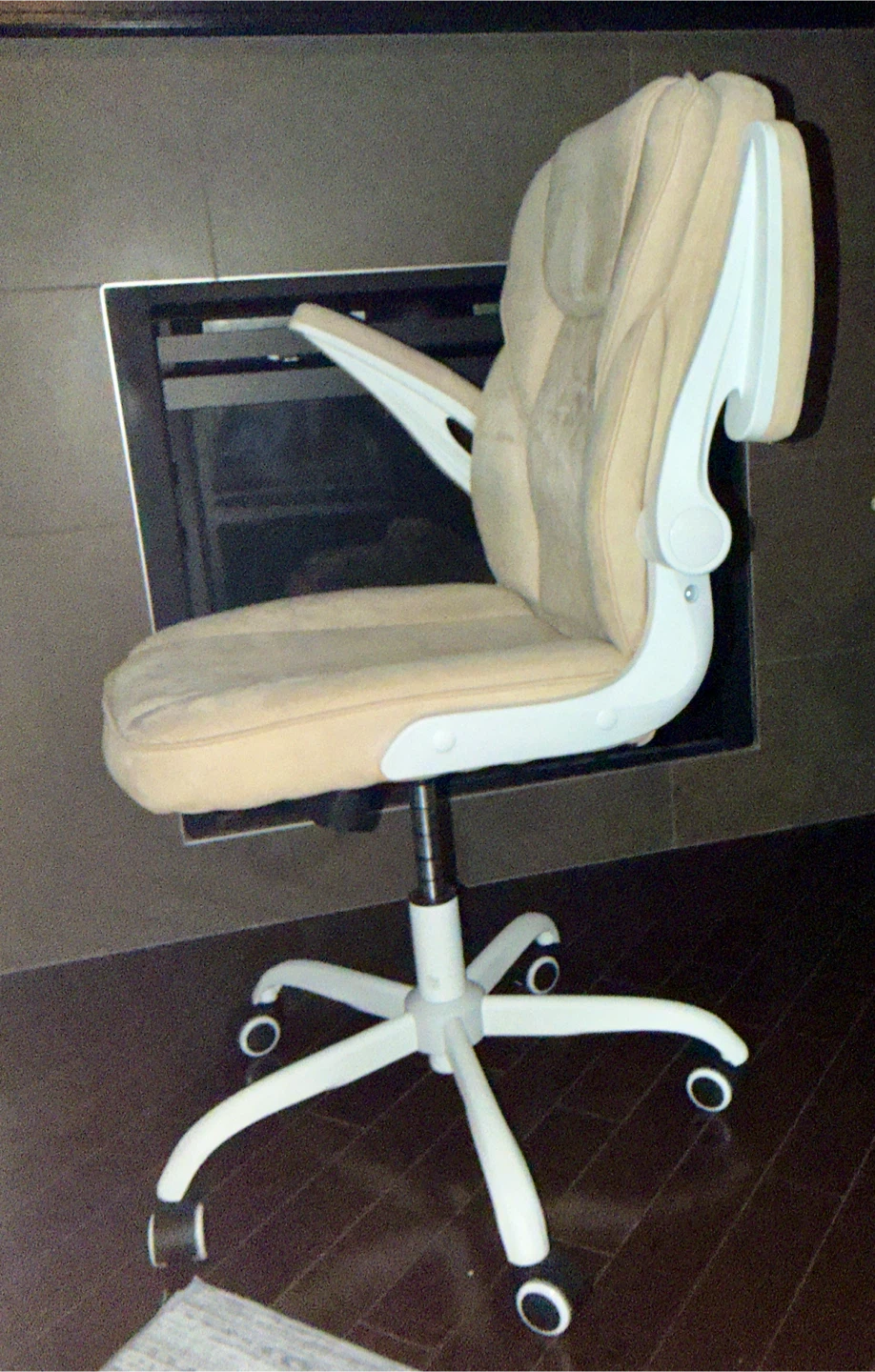 Beige Office Chair with Flip-Up Arms - photo 4
