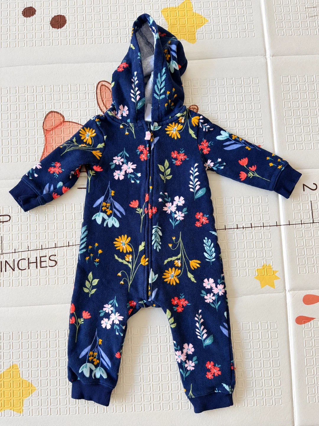 Baby Fleece Floral Zip-Up Jumpsuit 12months